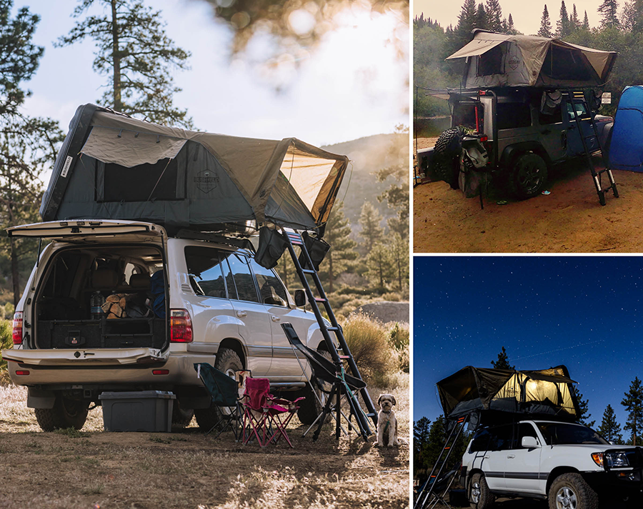 Overland Vehicle Systems Bushveld II Hard Shell Roof Top Tent - 2 Person, Tan and Gray