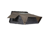 Bushveld rooftop tent, tan and grey, from front angle