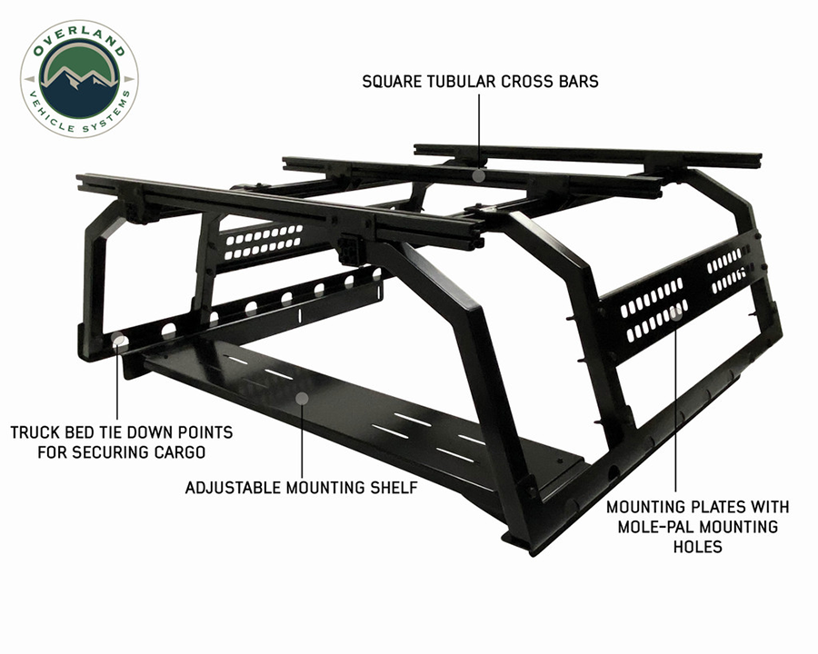 Discovery truck bed rack with cross bars