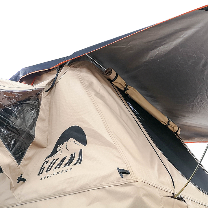 Guana Equipment Wanaka 55" roof top tent from below - tan