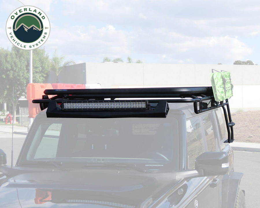 King 4WD Ford Bronco Rack System With Integrated Step and Light Bar Mount