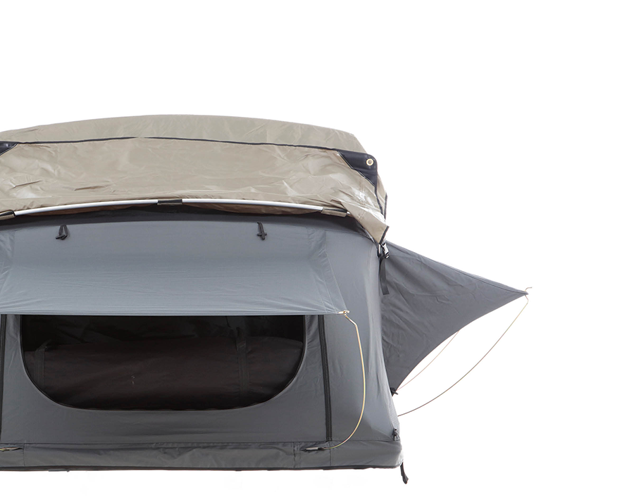 Nomadic 2 rooftop tent view from back with open window