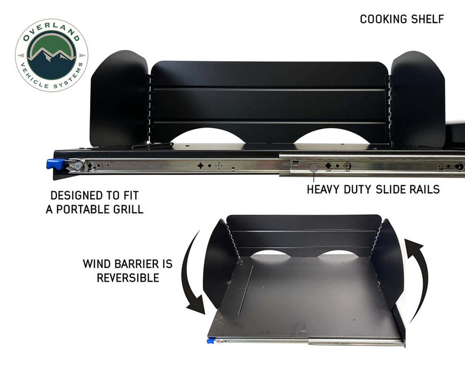 Overland Vehicle Systems CP Duty Glamping Cargo Box With Slide Out Sink, Cooking Shelve and Slide Out Work Station