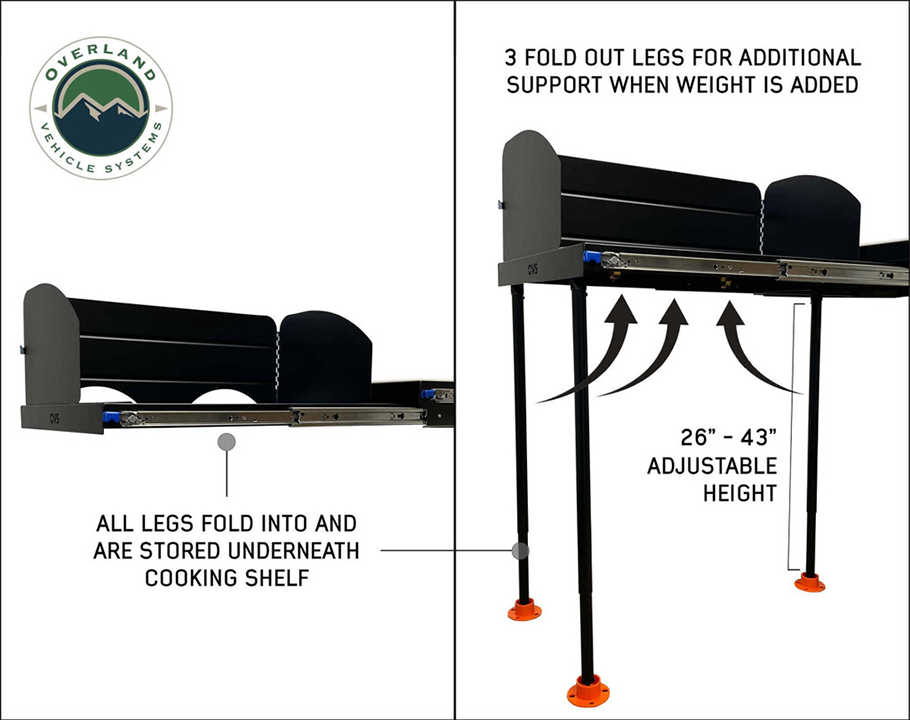 Overland Vehicle Systems CP Duty Glamping Cargo Box With Slide Out Sink, Cooking Shelve and Slide Out Work Station