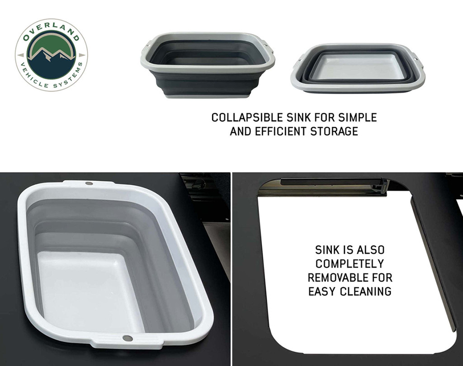 Overland Vehicle Systems CP Duty Glamping Cargo Box With Slide Out Sink, Cooking Shelve and Slide Out Work Station