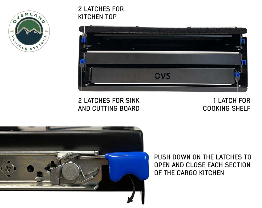 Overland Vehicle Systems CP Duty Glamping Cargo Box With Slide Out Sink, Cooking Shelve and Slide Out Work Station