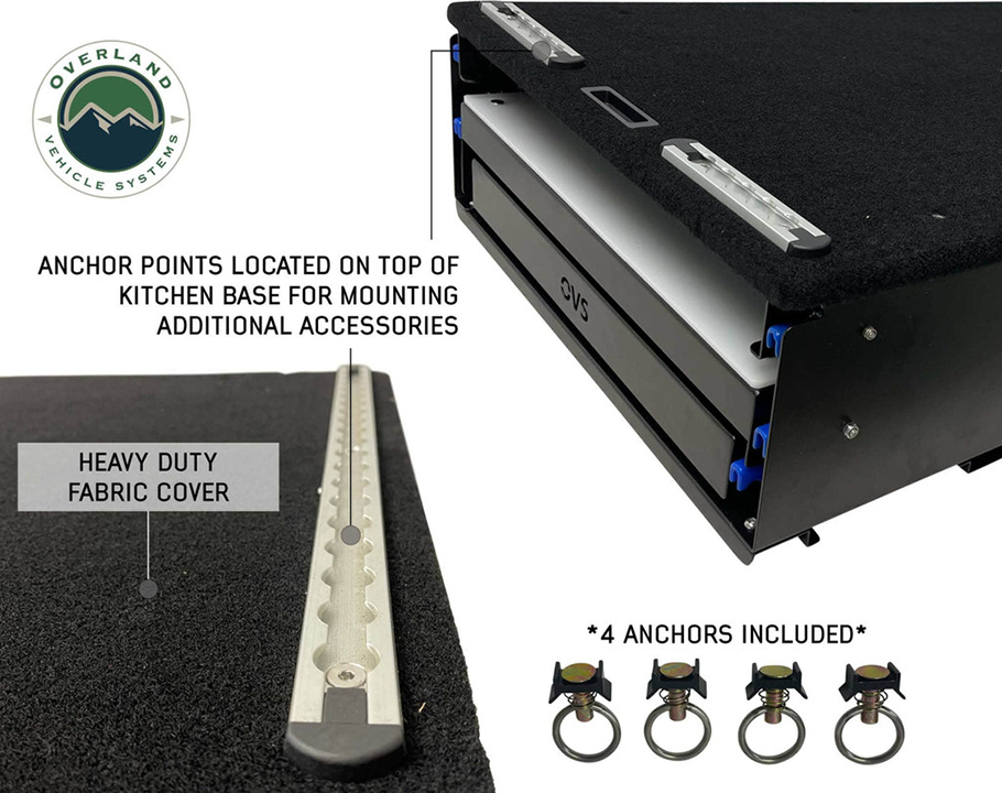 Overland Vehicle Systems CP Duty Glamping Cargo Box With Slide Out Sink, Cooking Shelve and Slide Out Work Station